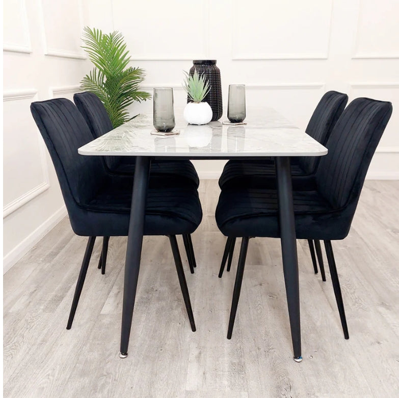 Titus 1.4 Black Dining Table with Sintered Stone Top