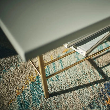 Square Coffee Table Grey With Dark Chrome Base