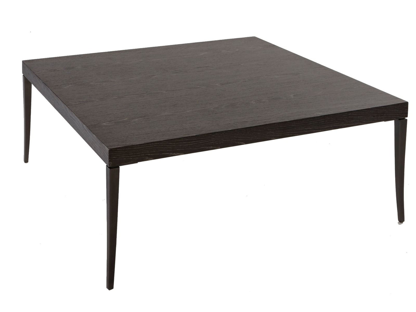 Square Coffee Table with Charcoal Stained Oak Veneer & Gun Metal Legs