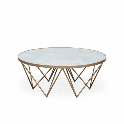 Crofton Round Coffee Table | White Marble Glass