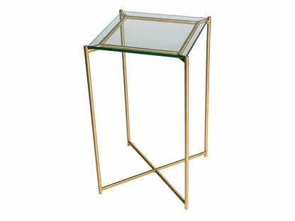 Iris Lamp Stand Clear Glass Top & Brass Frame