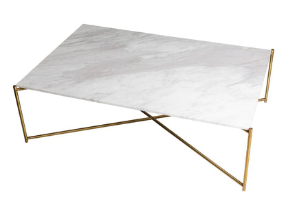 Rectangular Coffee Table Clear Glass Top & Brass Frame