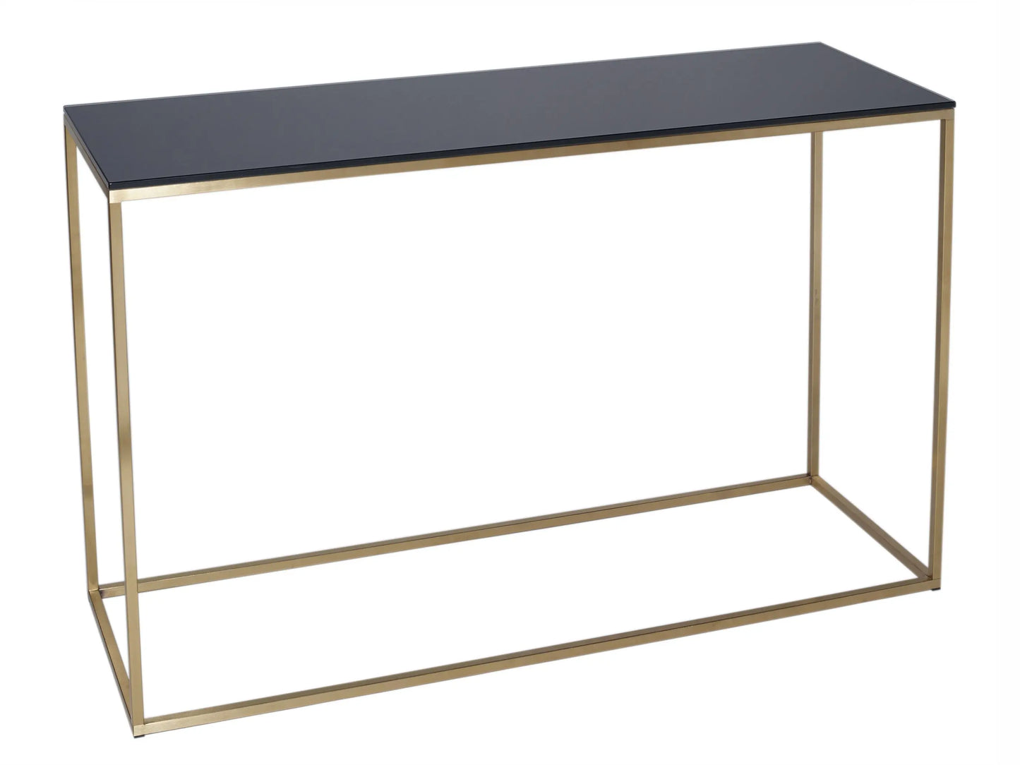 White Glass & Brass Base Console Table