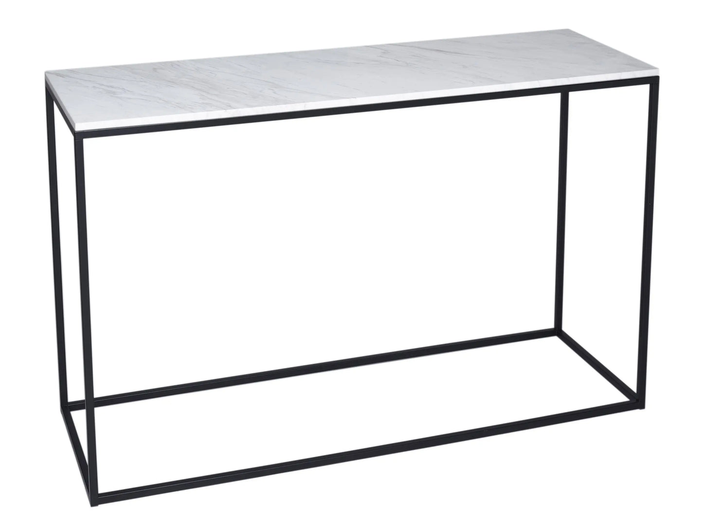 White Glass & Brass Base Console Table