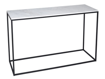 White Glass & Brass Base Console Table