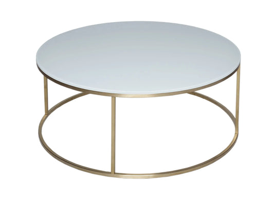 Kensal Circular Coffee Table with Glass Top & Brass Base