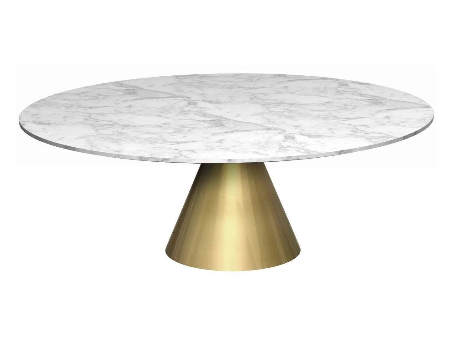 Large Circular Coffee Table Clear Glass Top & Brass Base