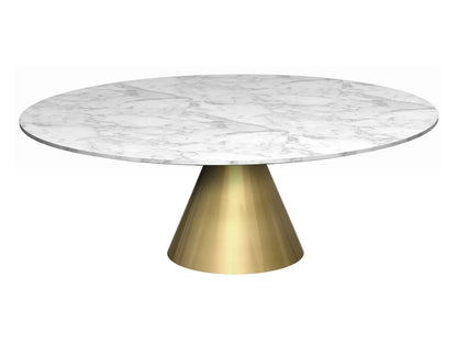 Large Circular Coffee Table Clear Glass Top & Brass Base