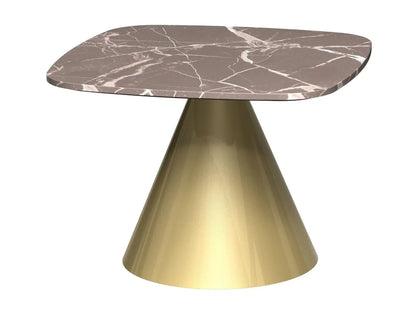 Square Side Table Clear Glass Top & Brass Base