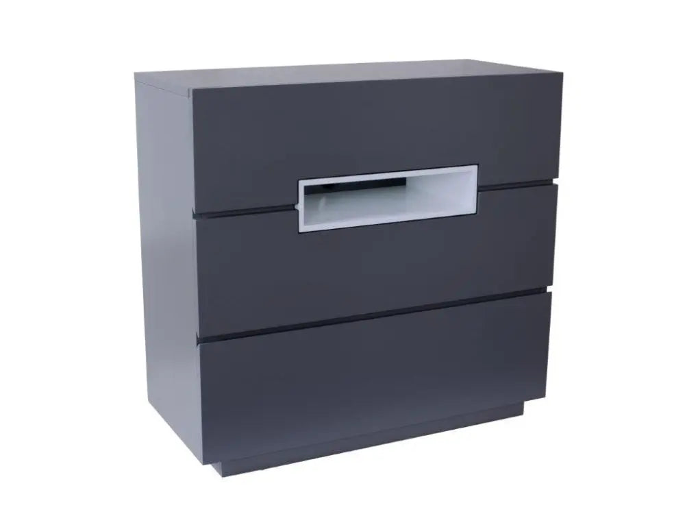 Savoye Three Drawer Chest Graphite Grey With White Accent